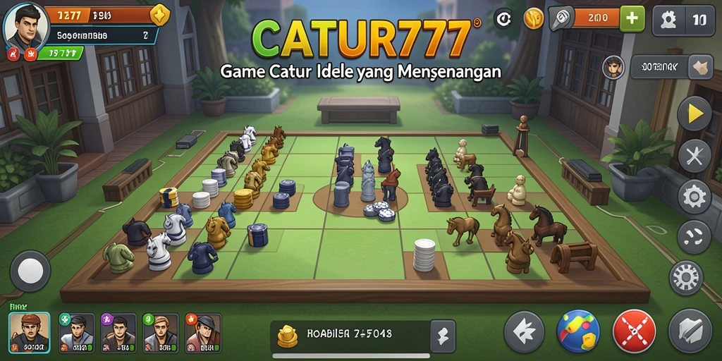 Tangkapan layar gameplay <strong>CATUR777</strong> menunjukkan aktivitas permainan catur Idle yang menarik.