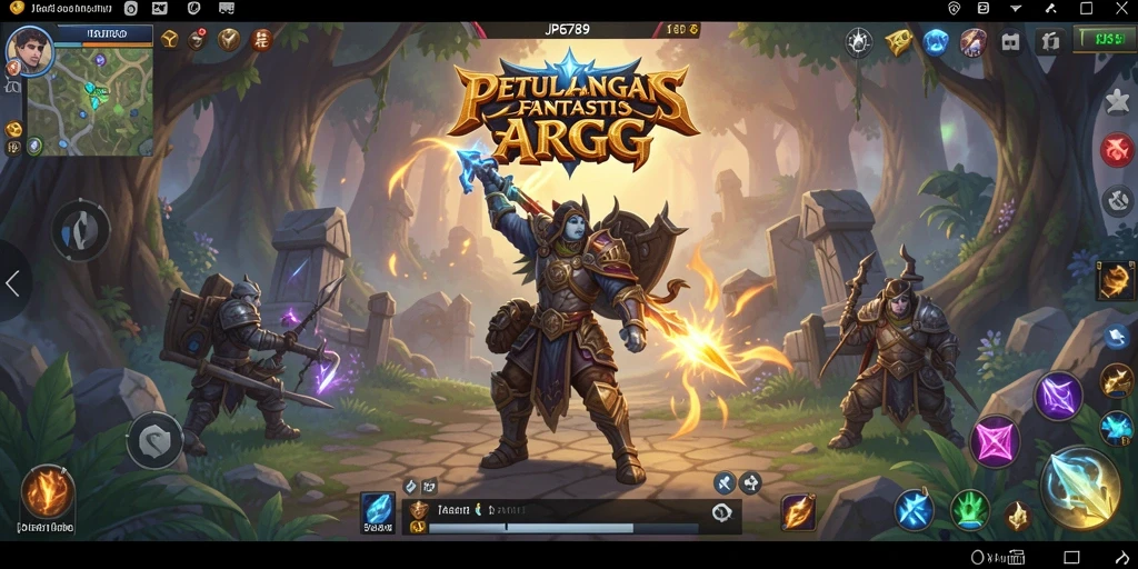 Screenshot gameplay JP6789 menampilkan pertarungan yang mendebarkan di dunia fantasi.
