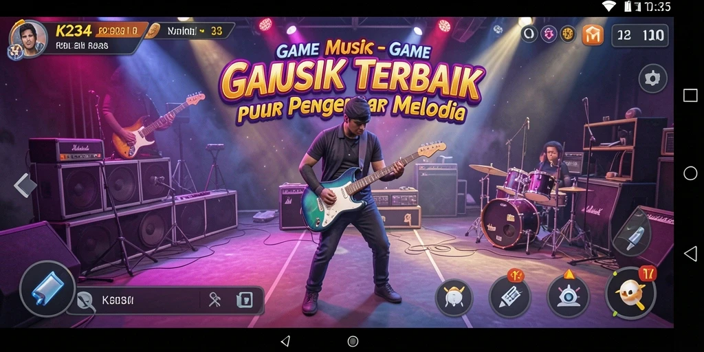 Screenshot gameplay K234 menampilkan keseruan permainan musik yang menantang.