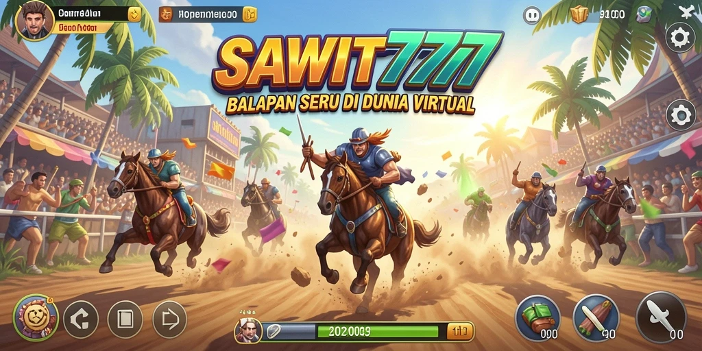 Tampilan seru dari gameplay SAWIT777 di trek balapan.