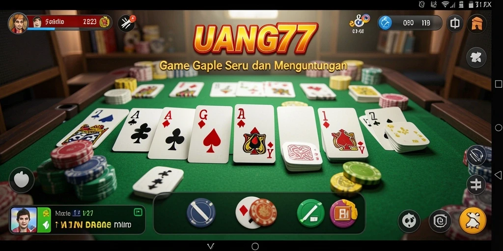 Gameplay Gaple seru dan kompetitif di UANG77.