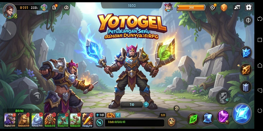Screenshot utama YOTOGEL menampilkan aksi pertarungan RPG yang dinamis.